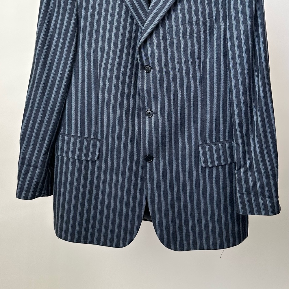 VINTAGE BROOKS BROTHERS CLASSIC BLUE STRIPED BLAZER JACKET ITALIAN WOOL SILK/L - Picture 6 of 9